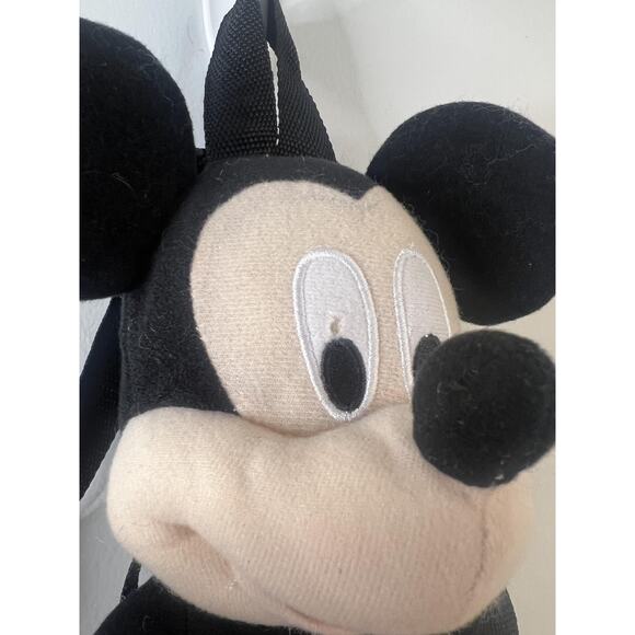 Disney Mickey Mouse Plush Mini Backpack Bag Kids Toddler Black Red Zipper Straps - Picture 3 of 7